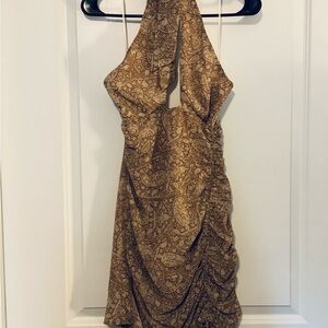 Grace Brown Paisley Backless Dress